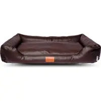 Mayaadi Home Hundebett Bobby Kunstleder Hundesofa Schlafplatz Hundekorb Hundesofa Hundekorb Dunkelbraun S (85x60x20 cm)