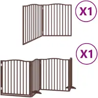 Syfax 6-tlg. Hundetor mit Tür Faltbar Braun 480 cm Pappelholz