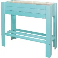 WAGNER System WAGNER GrowFAMILY Hochbeet GrowBOX Light - 70 x 83 x 34,5 cm, Massivholz, türkisblau, Regalboden & Pflanztasche - 25027001