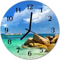 Tulup Glasuhr Wanduhr Küchenuhr Echt-Glas 30fi cm Meer blau