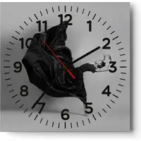 ARTTOR Wanduhr - Quadrat - Glasuhr - Tanz Schwarz Kleid - 40x40cm - Schleichendes Uhrwerk - Lautlos - zum Aufhängen bereit - Dekoration Modern - Wanddekoration aus Glas - C4AC40x40-4869