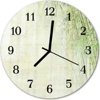 Tulup Glasuhr Wanduhr Küchenuhr Echt-Glas 30fi cm Bambus Pflanze grün