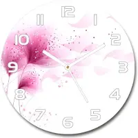 Tulup Wanduhr aus Glas 30fi Glasbild Glasuhr Gehärtetes Glas - weisse-zeiger - Pink flower