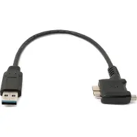 System-S USB 3.0 Kabel 30 cm Micro B Stecker zu Typ A Stecker Schraube Winkel in Schwarz
