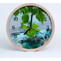 Tulup Holzuhr 30fi cm wanduhr - Blätter Natur