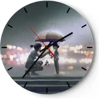 ARTTOR Wanduhr - Rund - Glasuhr - Manga Regenschirm Hilfe - 30x30cm - Schleichendes Uhrwerk - Lautlos - zum Aufhängen bereit - Dekoration Modern - Wanddekoration aus Glas - C3AR30x30-4741