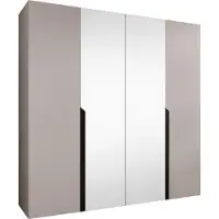 Mirjan 24 Kleiderschrank Mila 2 200 mit Spiegel, Schlafzimmer, Kleiderschrank, mit vier Drehturen und mit zwei Kleiderstange, Modern, Garderobenschrank (Farbe: Cashmere + Schwarz)