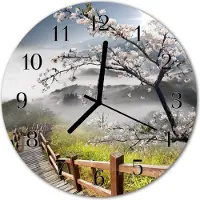 Tulup Glasuhr Wanduhr Küchenuhr Echt-Glas 30fi cm Frühling mehrfarbig