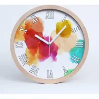 Tulup Holzuhr 25fi cm wanduhr - weiße Spitzen - Farbflecken