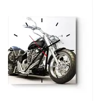 ARTTOR Wanduhr - Quadrat - Glasuhr - Motorrad Motor Geschwindigkeit Chrom - 40x40cm - Schleichendes Uhrwerk - Lautlos - zum Aufhängen bereit - Dekoration Modern - Wanddekoration aus Glas - C3AC40x40-2427