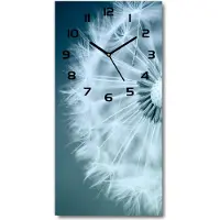 Tulup Wanduhr aus Glas – 30x60 cm - Glasbild - Glasuhr - Gehärtetes Glas -Löwenzahn