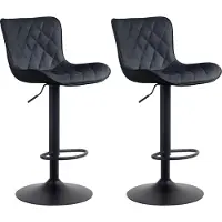 DELUKE 2er Set Barhocker BOZON - Kunstleder Schwarz 48x54x83 cm | Barstuhl Höhenverstellbar Mit Lehne Drehbar Tresenhocker Tresenstuhl Kneipenhocker