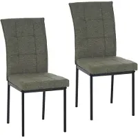 HTI Stuhl Matthew Grün 2er Set, Karosteppung, hohe Rückenlehne, gepolstert, 96 cm hoch