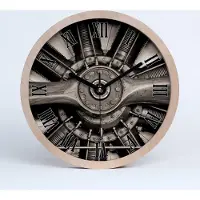 Tulup Holzuhr 20fi cm wanduhr - schwarze Spitzen - Flugzeugmotor