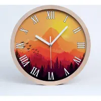 Tulup Holzuhr 30fi cm wanduhr - weiße Spitzen - Berglandschaft