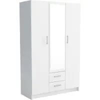 Masseno Drehtürenschrank PINELLO 120/195/55cm 2-türig Schlafzimmer Schrank Kleiderschrank mit Spiegel Weiß