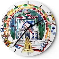 ARTTOR Wanduhr - Rund - Glasuhr - Elefanten Indien Religion Kultur - 40x40cm - Schleichendes Uhrwerk - Lautlos - zum Aufhängen bereit - Dekoration Modern - Wanddekoration aus Glas - C3AR40x40-2980