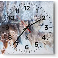 ARTTOR Wanduhr - Quadrat - Glasuhr - Wolf Tier Wald - 30x30cm - Schleichendes Uhrwerk - Lautlos - zum Aufhängen bereit - Dekoration Modern - Wanddekoration aus Glas - C4AC30x30-3770