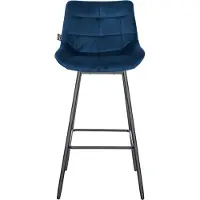 DELUKE 4er Set Barhocker VISEN - Samt Blau 49x56x105 cm | Barstuhl Mit Lehne Drehbar Tresenhocker Tresenstuhl Kneipenhocker Kneipenstuhl