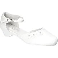 American Club , KOM60, Kommunionschuhe, Formale Schuhe, Elegante Schuhe für Mädchen, Ledereinsatz, Niedlicher Kommunion-Festschuh, Weiß 34