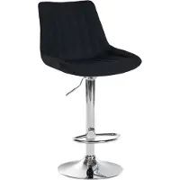DELUKE Barhocker RIO - Schwarz, Stoff, Chrom | Barhocker mit Lehne Barstuhl Tresenhocker Tresenstuhl Kneipenhocker Kneipenstuhl