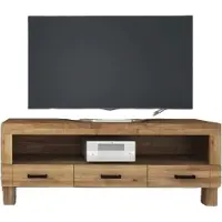 Natur24 TV-Board Ringo aus Wildeiche massiv 158x45x61 cm mit 3 Schubladen