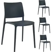 Papatya Designstuhl: 4 er SET 200 kg Stapelstuhl Bistrostuhl Gartenstuhl JOY-S Kunststoff(Anthrazitgrau)