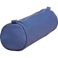 Clairefontaine 8x Age Bag, rundes Schlampermäppchen Leder, 21xØ6 cm Blau 77023C