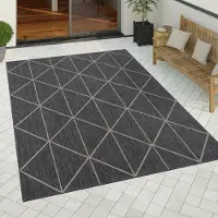 Paco Home Outdoor Teppich wetterfest Boho Skandi Motiv Rauten robust Balkon Terrasse Küche Grösse 80x150 cm