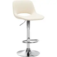 DELUKE Barhocker JAKSON - Creme, Kunstleder, Chrom | Barhocker mit Lehne Barstuhl Tresenhocker Tresenstuhl Kneipenhocker Kneipenstuhl