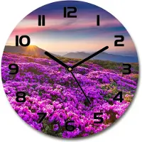 Tulup Wanduhr aus Glas 30fi Glasbild Glasuhr Gehärtetes Glas - schwarze-zeiger - Flowers in the mountains