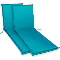 Sunnypillow 2 Stück Liegenauflagen 190 x 60 Auflage Polster für Gartenmöbel extra dick 9cm waschbar wasserdicht Polsterauflagen für Gartenliege Sonnenliege Liegestuhl Kissen Blau