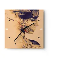 ARTTOR Wanduhr - Quadrat - Glasuhr - Frau Vögel Fotomontage - 30x30cm - Schleichendes Uhrwerk - Lautlos - zum Aufhängen bereit - Dekoration Modern - Wanddekoration aus Glas - C3AC30x30-4246
