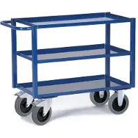 ROLLCART Tischwagen, 3 Ladeflächen/Blechwannen, 995 x 695 mm, Tragkraft 400 kg