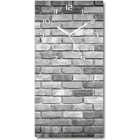 Tulup Wanduhr aus Glas – 30x60 cm - Glasbild - Glasuhr - Gehärtetes Glas -Backsteinmauer