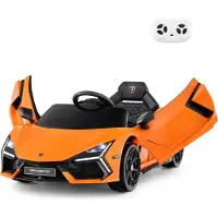 Goplus GOPLUIS Elektroauto für Kinder, 12V Lamborghini Kinderauto elektrish in 2 Modi, mit Fernbedienung & LED-Leuchten & Hupe & Musik, Orange