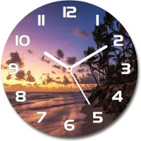 Tulup Wanduhr aus Glas 30fi Glasbild Glasuhr Gehärtetes Glas - weisse-zeiger - West on the beach