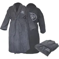Dewello Bademantel ohne Kapuze aus Baumwolle für Sauna und nach dem Sport, Frottee Unisex Grau, Verschiedene Größen (S-XXL), Farbe:Grau