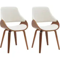 CLP 2er Set Esszimmerstuhl Vangale walnuss/creme Material Stoff