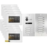 Balter EVO HD Unterputz Silber 11x7" Monitor Weiß Video Türsprechanlage Set 11 Teilnehmer