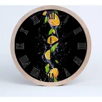 Tulup Holzuhr 25fi cm wanduhr - schwarze Spitzen - Orangen und Wasser
