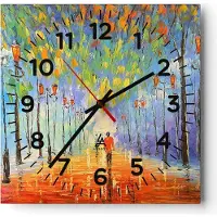 ARTTOR Wanduhr - Quadrat - Glasuhr - Park Natur - 30x30cm - Schleichendes Uhrwerk - Lautlos - zum Aufhängen bereit - Dekoration Modern - Wanddekoration aus Glas - C4AC30x30-3507
