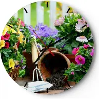 ARTTOR Wanduhr - Rund - Glasuhr - Pflanzen Garten Frühling Natur - 30x30cm - Schleichendes Uhrwerk - Lautlos - zum Aufhängen bereit - Dekoration Modern - Wanddekoration aus Glas - C3AR30x30-2682