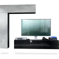 Vladon Wohnwand Taurito, Germany, Schwarz matt/Beton Oxid Optik - Moderne Anbauwand für Ihr Wohnzimmer (320 x 182 x 39 cm)