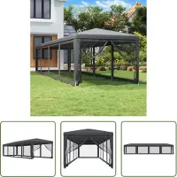 The Living Store Partyzelt mit 10 Mesh-Seitenwänden Anthrazit 3x12 m HDPE