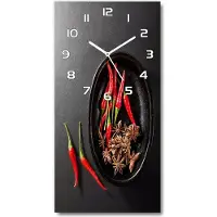 Tulup Gehärtetes Glas Wanduhr Quiet Chilli Peppers 30x60 Vertikal