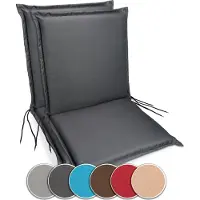 Sunnypillow 2er Set Gartenstuhlauflagen 100 x 50 extra dick 9cm Niedriglehner Auflagen waschbar wasserdicht Polsterauflagen Outdoor Stuhlauflagen Polster Sitzkissen Gartenstuhl Anthrazit