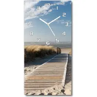Tulup Wanduhr aus Glas – 30x60 cm - Glasbild - Glasuhr - Gehärtetes Glas -Weg zum Strand