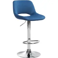 DELUKE Barhocker JAKSON - Blau, Samt, Chrom | Barhocker mit Lehne Barstuhl Tresenhocker Tresenstuhl Kneipenhocker Kneipenstuhl