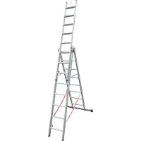 Euroline Premium 30777 Stufen Mehrzweckleiter mit Wandlaufrollen 3-teilig 3x8 Stufen
